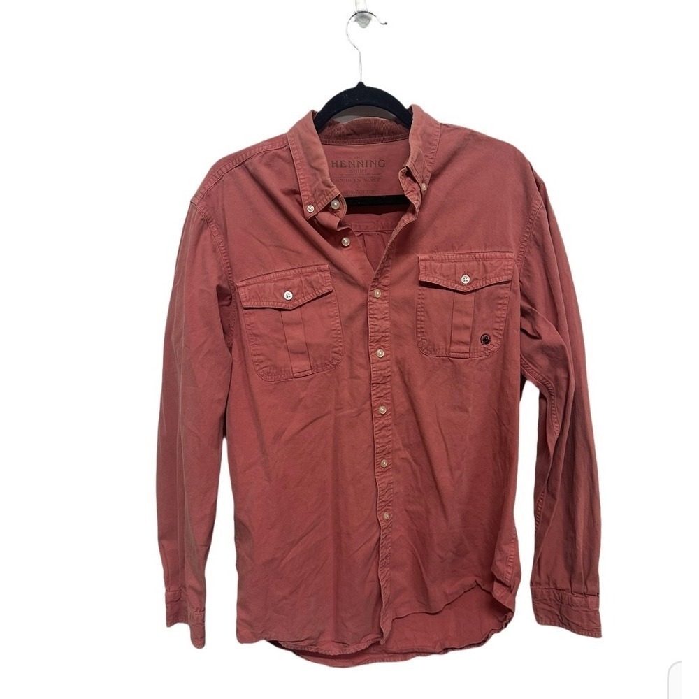 Southern Proper Shirt Mens Large Red Solid Henning Long Sleeve Preppy Button Up